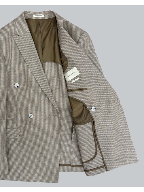 SUIT SARTORIA KAHVERENGİ KETEN ÇİZGİLİ KRUVAZE TAKIM 2131