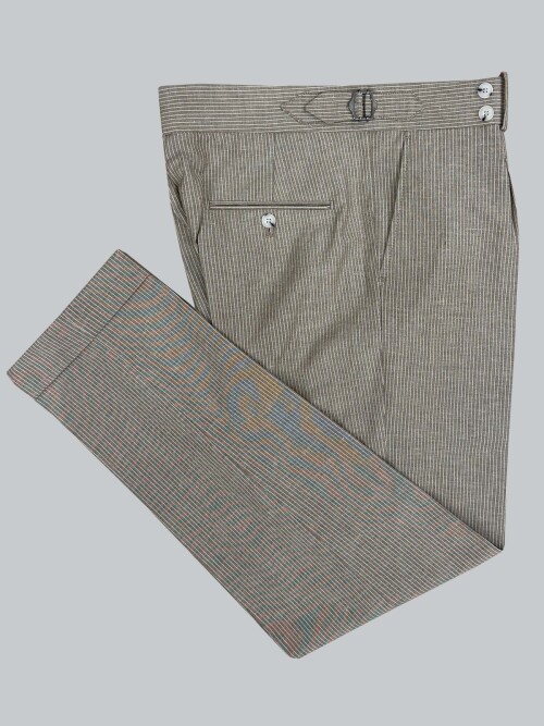 SUIT SARTORIA KAHVERENGİ KETEN ÇİZGİLİ KRUVAZE TAKIM 2131