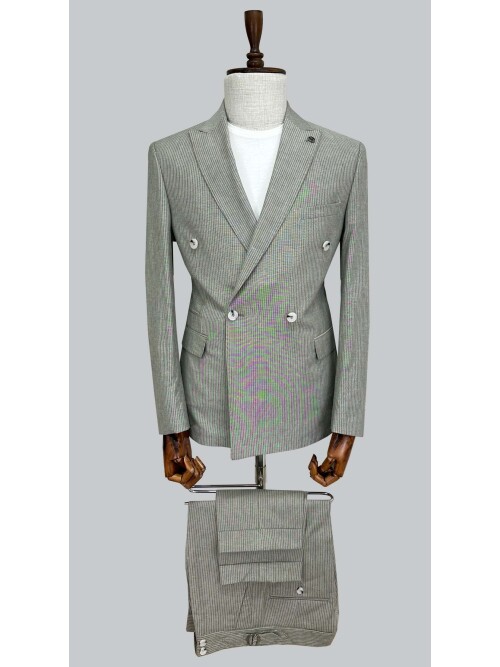 SUIT SARTORIA YEŞİL KETEN ÇİZGİLİ KRUVAZE TAKIM 2131