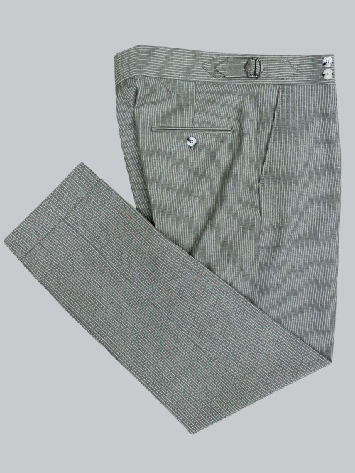 SUIT SARTORIA YEŞİL KETEN ÇİZGİLİ KRUVAZE TAKIM 2131