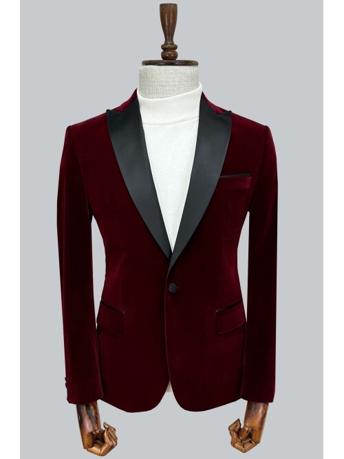 SUIT SARTORIA BORDO KADİFE SİVRİ YAKA CEKET 4584