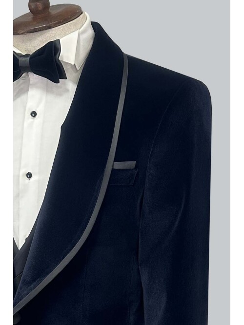 SUIT SARTORIA NAVY BLUE VELVET TUXEDO 5662