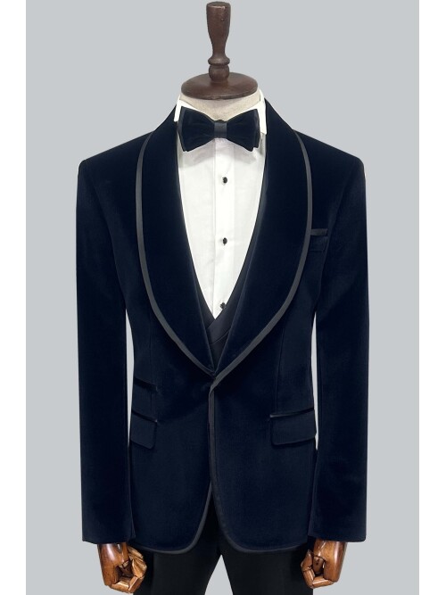 SUIT SARTORIA NAVY BLUE VELVET TUXEDO 5662