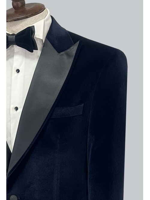 SUIT SARTORIA NAVY BLUE VELVET TUXEDO 5661