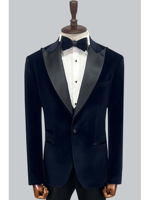 SUIT SARTORIA NAVY BLUE VELVET TUXEDO 5661