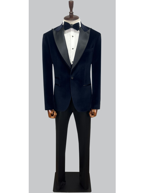 SUIT SARTORIA NAVY BLUE VELVET TUXEDO 5661