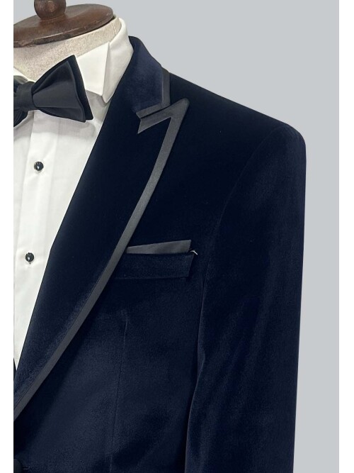 SUIT SARTORIA NAVY BLUE VELVET TUXEDO 5663