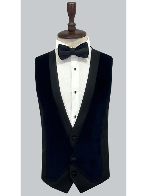 SUIT SARTORIA NAVY BLUE VELVET TUXEDO 5663