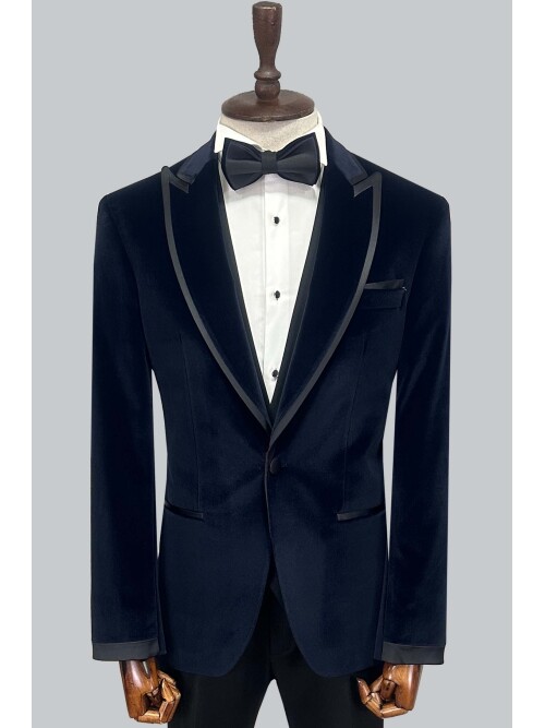 SUIT SARTORIA NAVY BLUE VELVET TUXEDO 5663