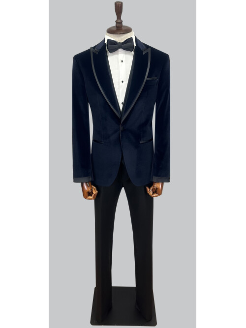 SUIT SARTORIA NAVY BLUE VELVET TUXEDO 5663