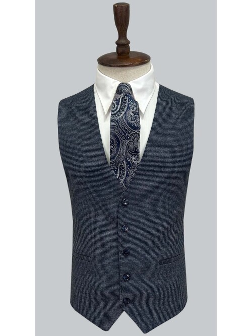 SUIT SARTORIA MAVİ EKOSELİ YELEKLİ TAKIM 2985