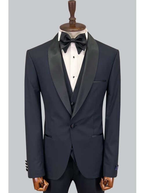 SUIT SARTORIA ŞAL YAKA LACİVERT YÜNLÜ DAMATLIK 5625