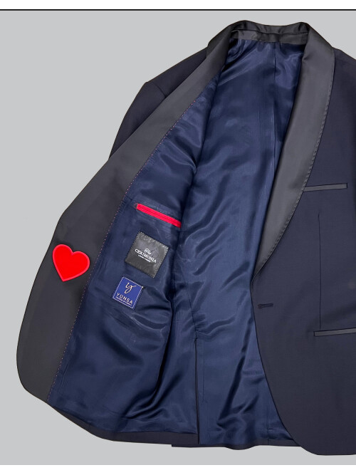 SUIT SARTORIA ŞAL YAKA LACİVERT YÜNLÜ DAMATLIK 5625