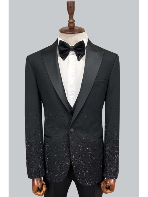 SUIT SARTORIA SİVRİ YAKA SİYAH TAŞLI DAMATLIK 5700
