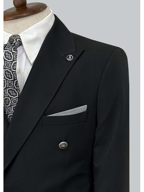 SUIT SARTORIA BLACK COMBINED DOUBLE BREASTED SUIT 2001/22