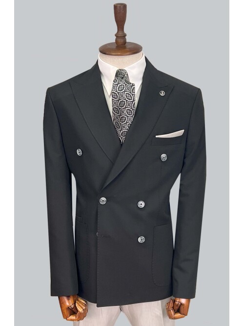 SUIT SARTORIA BLACK DOUBLE BREASTED SUIT 2606