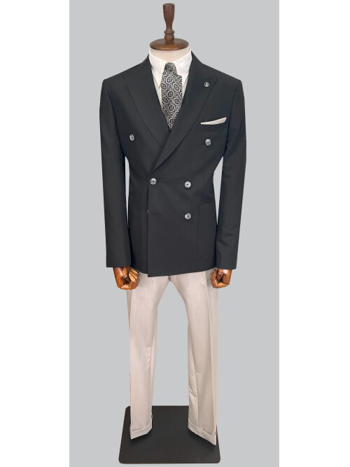SUIT SARTORIA BLACK DOUBLE BREASTED SUIT 2606
