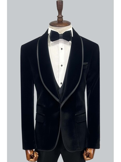 SUIT SARTORIA BLACK VELVET TUXEDO 5662