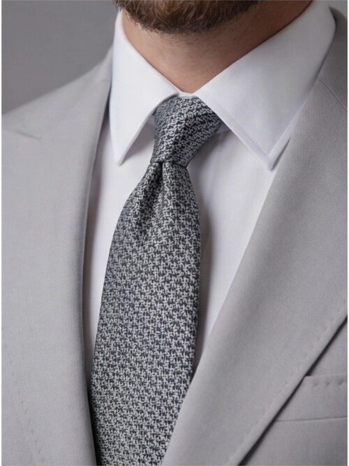 Light Grey Slim Fit Peak Lapel Patch Pocket Mens Suit