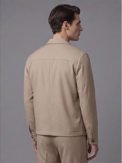 Açık Kahverengi Gömlek Yaka Spor Takım Elbise