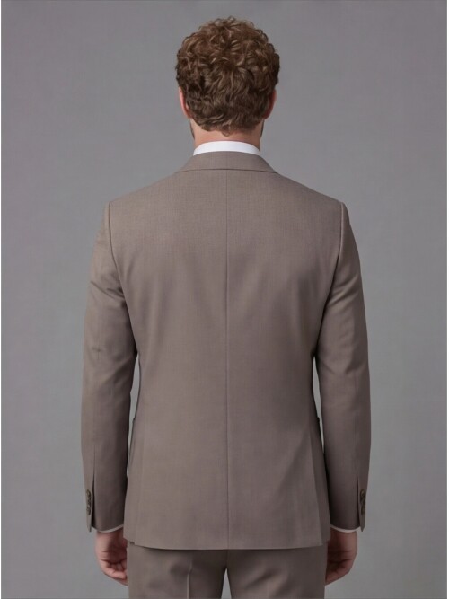 Light Brown Slim Fit Peak Lapel Patch Pocket Mens Suit