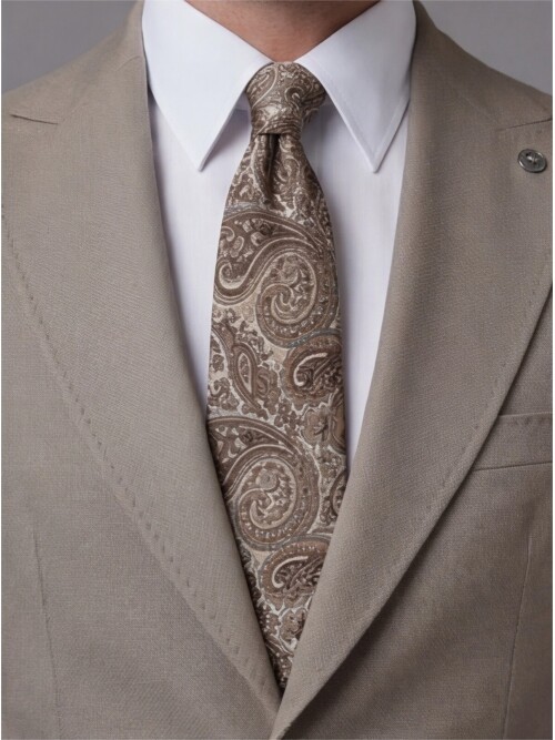 Light Brown Slim Fit Peak Lapel Patch Pocket Mens Suit