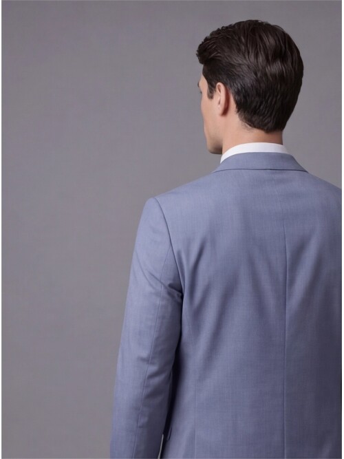 Açık Mavi Mono Yaka İki Düğmeli Takım Elbise