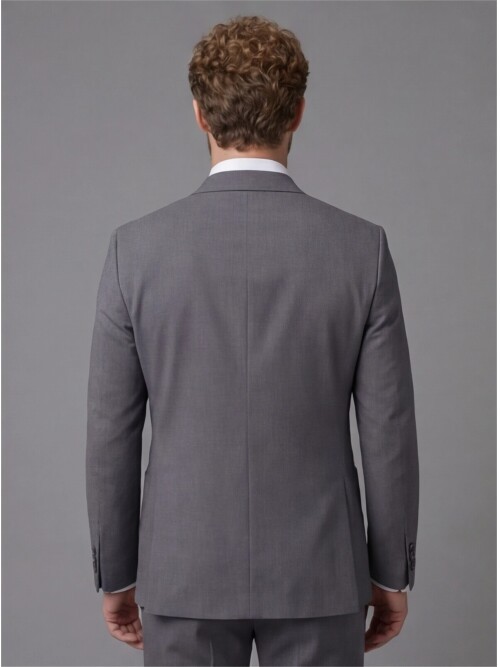 Anthracite Slim Fit Notch Lapel Suit with Patch Pockets