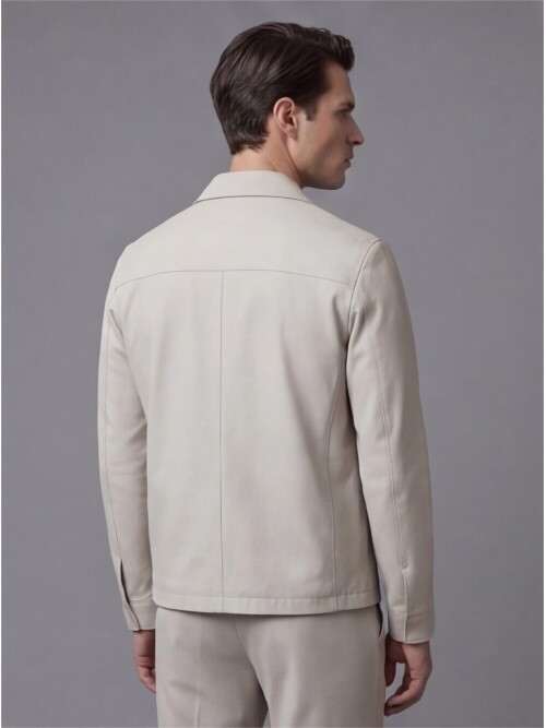 Bej Fermuarlı Performans Takım Elbise