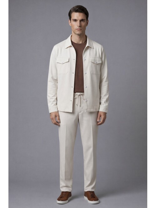 Beige Safari Pocket Mens Casual Suit – Comfort Fit Performance Model