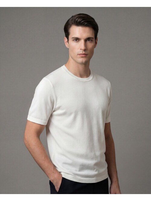 White Crew Neck Short Sleeve Knit