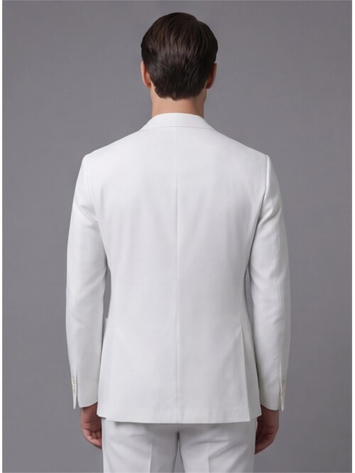 Beyaz Mono Yaka Performans Takım Elbise