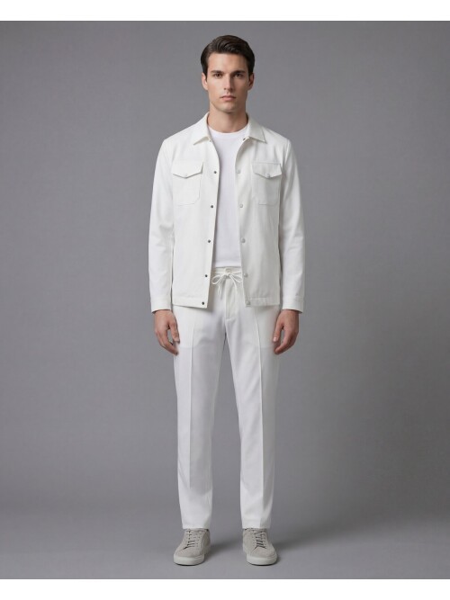 Mens White Safari Pocket Sport Suit – Comfort Fit Performance Model