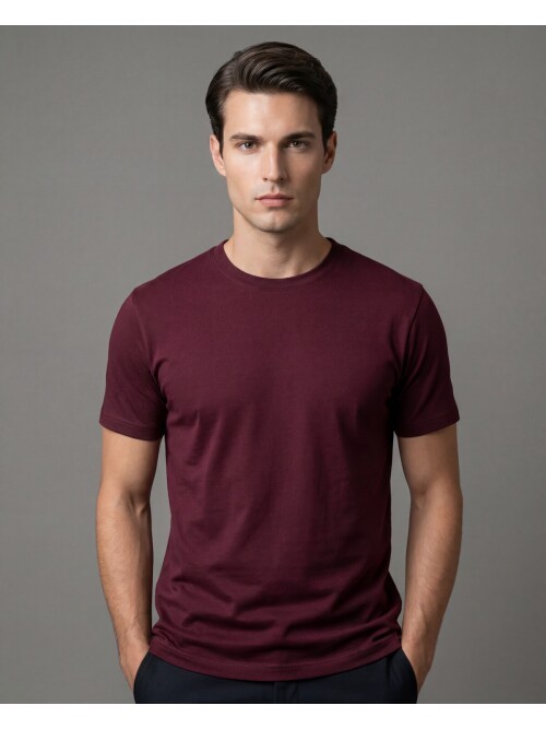 Burgundy Crew Neck Short Sleeve Knit