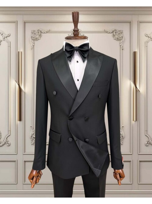 SUIT SARTORIA BLACK PEAK LAPEL TUXEDO 5654