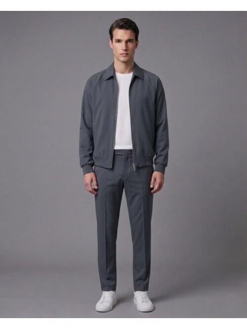 Gri Fermuarlı Gömlek Yaka Spor Takım