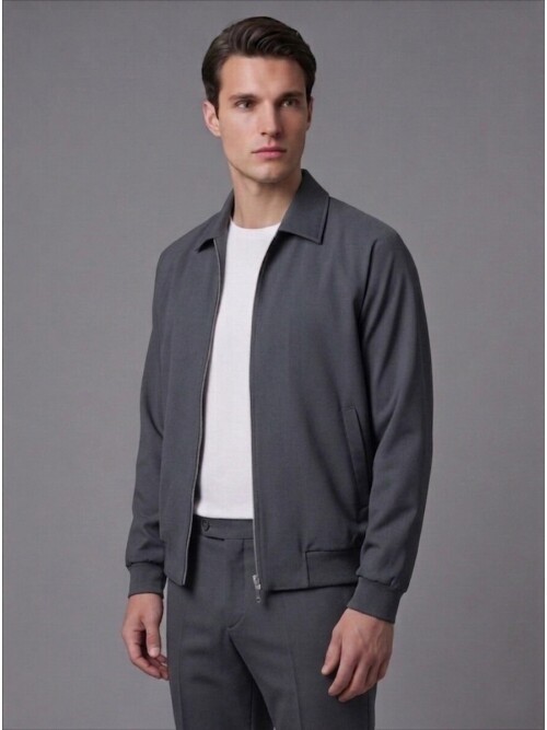 Gri Fermuarlı Gömlek Yaka Spor Takım