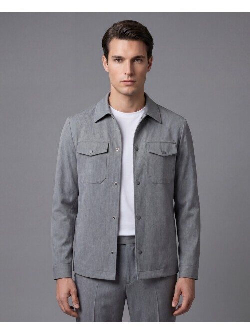 Gri İki Cep Çıt Çıt Kapaklı Performans Takım Elbise