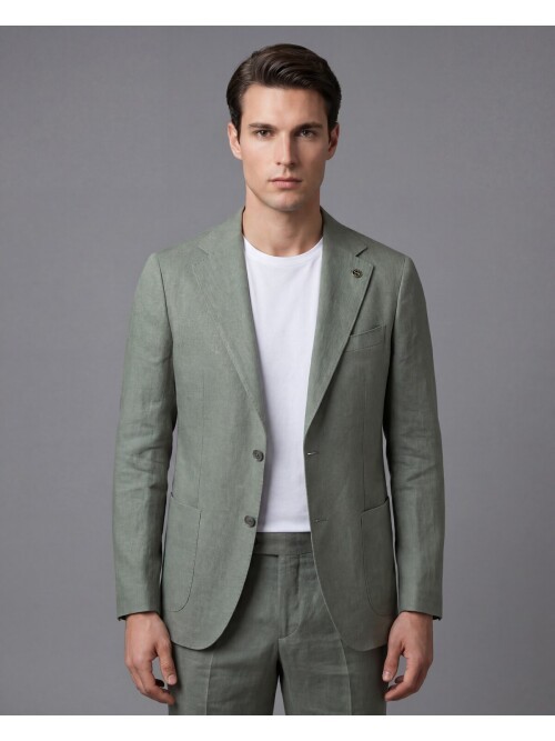 Haki Comfort Fit Mono Yaka Torba Cep Takım Elbise