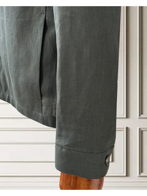 Haki Keten Safari Takım Elbise