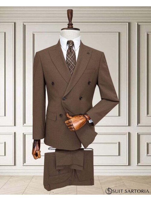 Brown Pinstripe Double-Breasted Men’s Suit