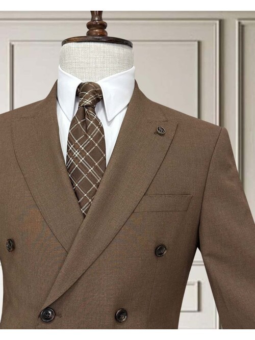 Brown Pinstripe Double-Breasted Men’s Suit