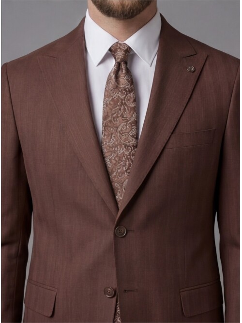 Terracotta Peak Lapel Comfort Fit Fully Lined Suit