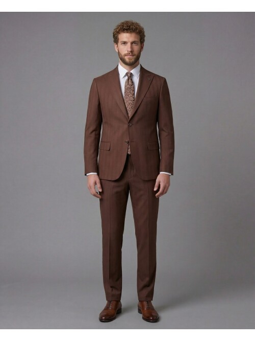 Terracotta Peak Lapel Comfort Fit Fully Lined Suit