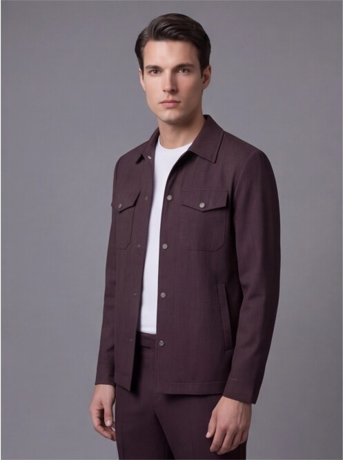 Koyu Kahverengi İki Cep Çıt Çıt Kapaklı Performans Takım Elbise