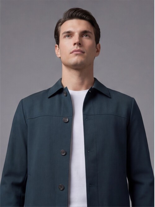 Koyu Yeşil Gömlek Yaka Spor Takım Elbise