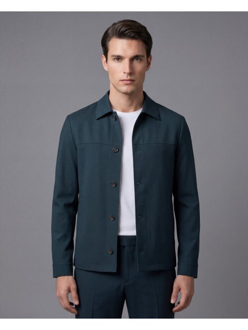 Koyu Yeşil Gömlek Yaka Spor Takım Elbise