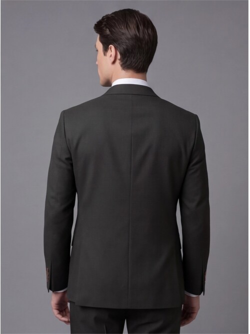 Koyu Yeşil Mono Yaka İki Düğmeli Takım Elbise