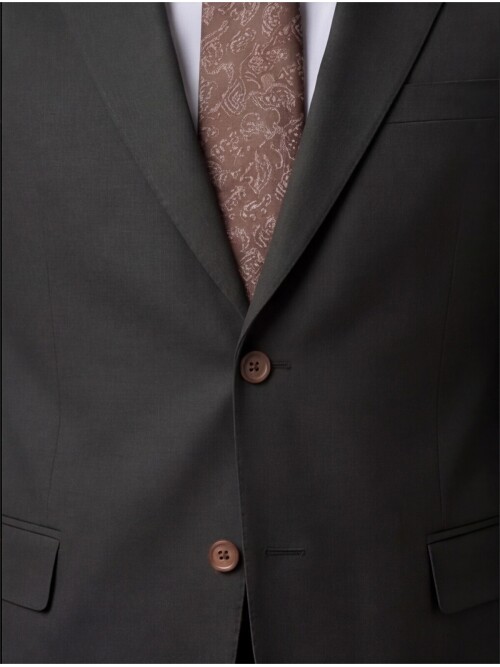 Koyu Yeşil Mono Yaka İki Düğmeli Takım Elbise