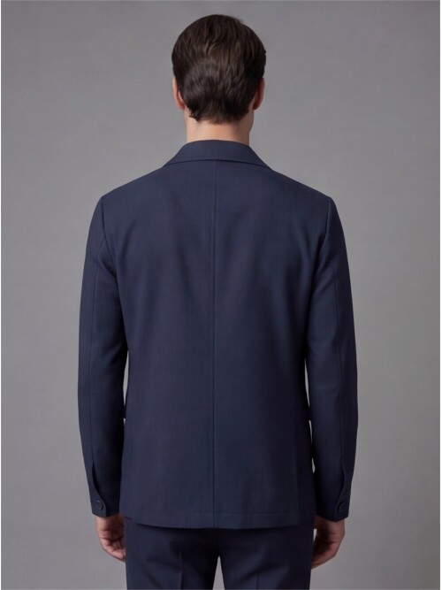 Lacivert Gömlek Yaka Düğmeli Torba Cepli Takım